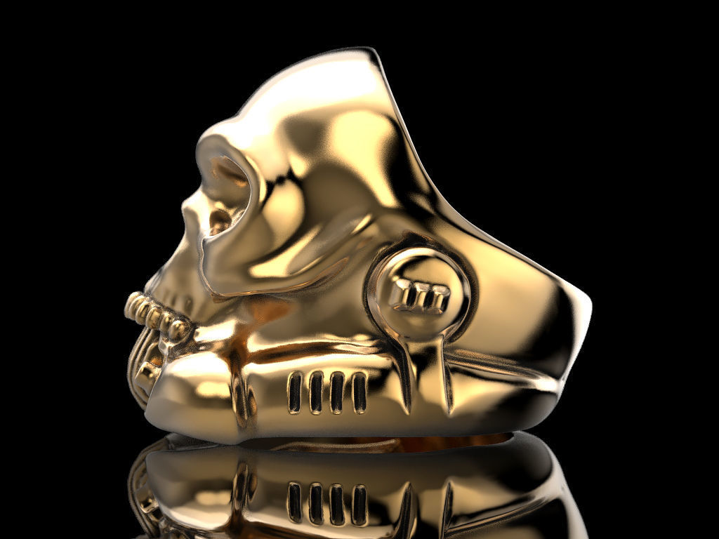 Stormtrooper skull ring 3D print model_7