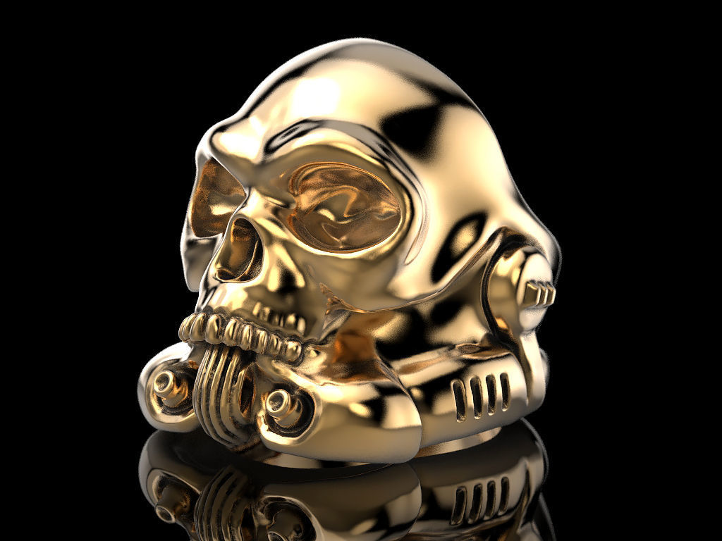 Stormtrooper skull ring 3D print model_1