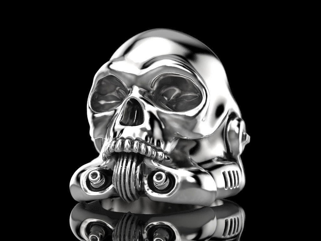 Stormtrooper skull ring 3D print model_2