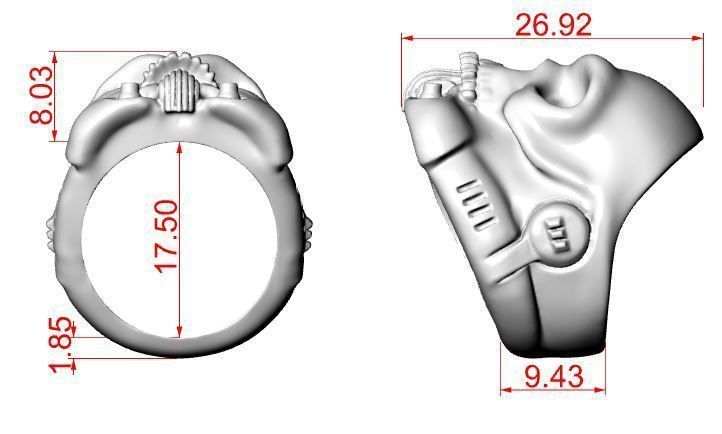 Stormtrooper skull ring 3D print model_15