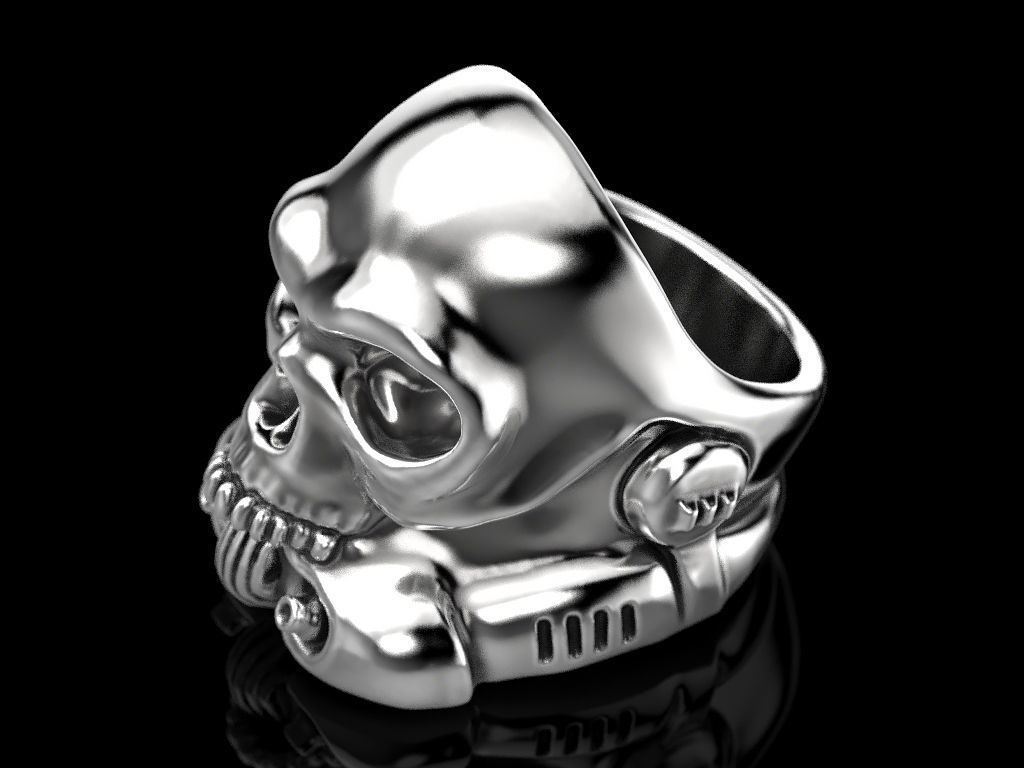 Stormtrooper skull ring 3D print model_10