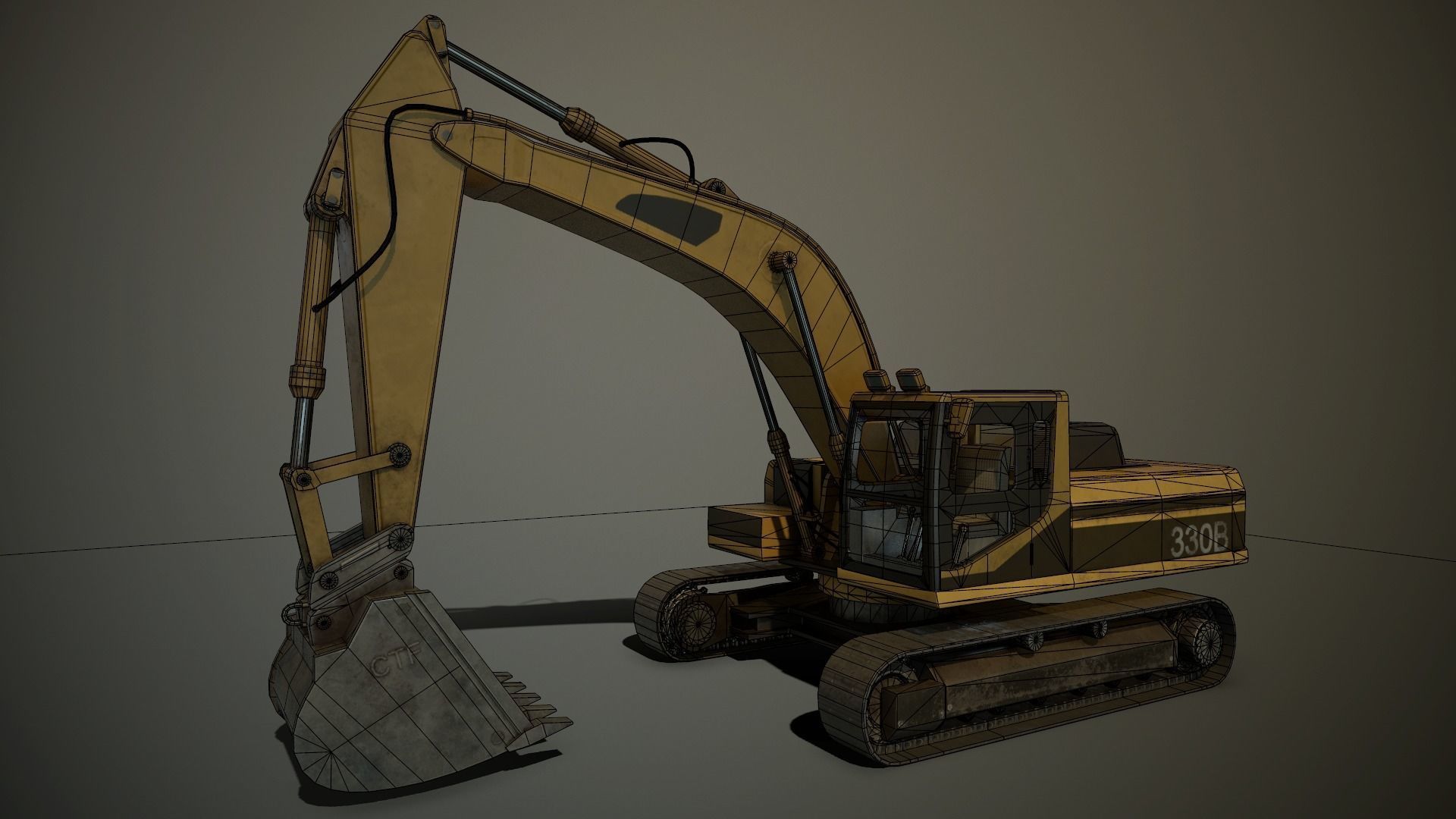 Hydraulic Excavator Low-poly 3D model_4