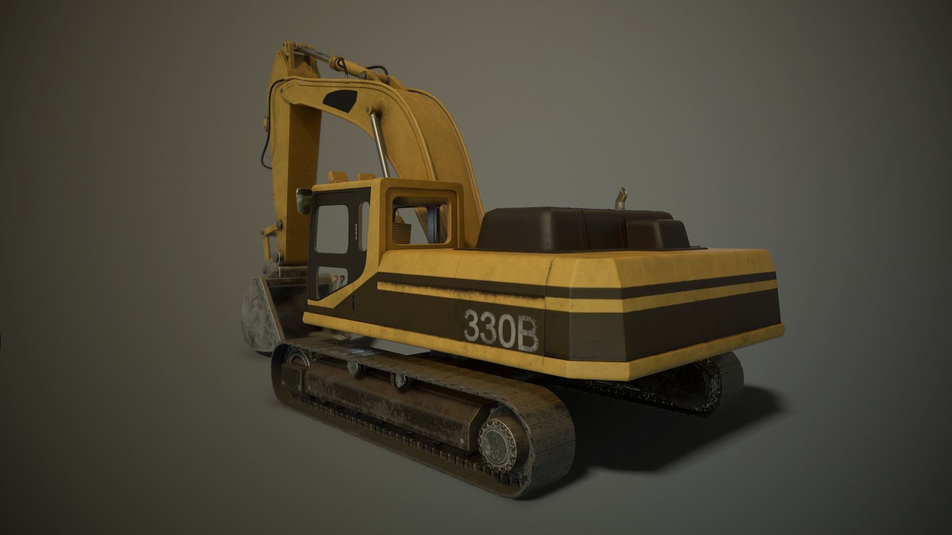 Hydraulic Excavator Low-poly 3D model_3