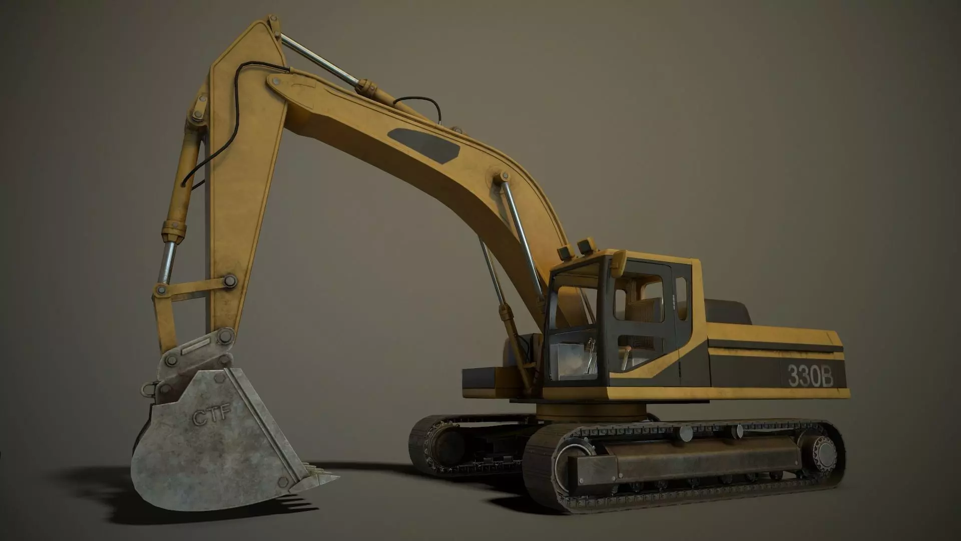 Hydraulic Excavator Low-poly 3D model_0