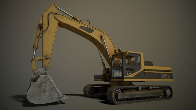 Hydraulic Excavator Low-poly 3D model