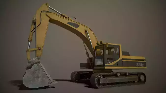 Hydraulic Excavator Low-poly 3D model