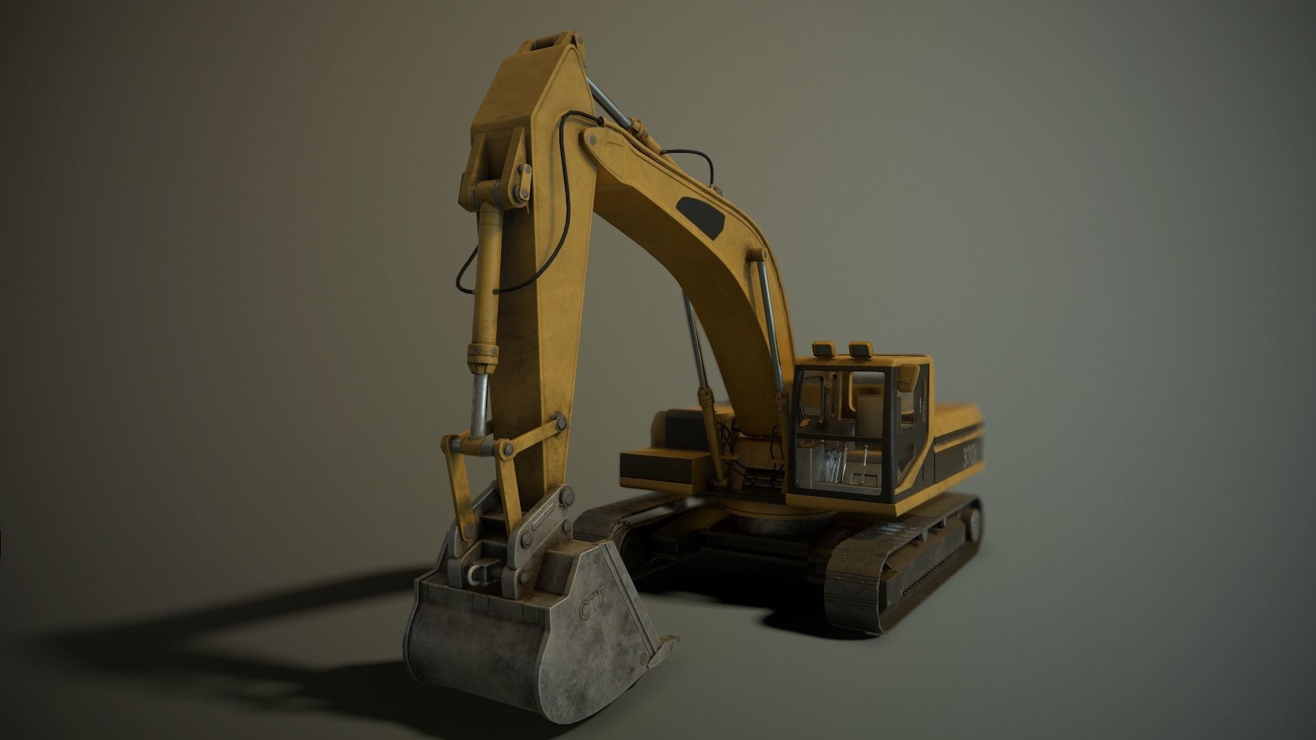 Hydraulic Excavator Low-poly 3D model_2