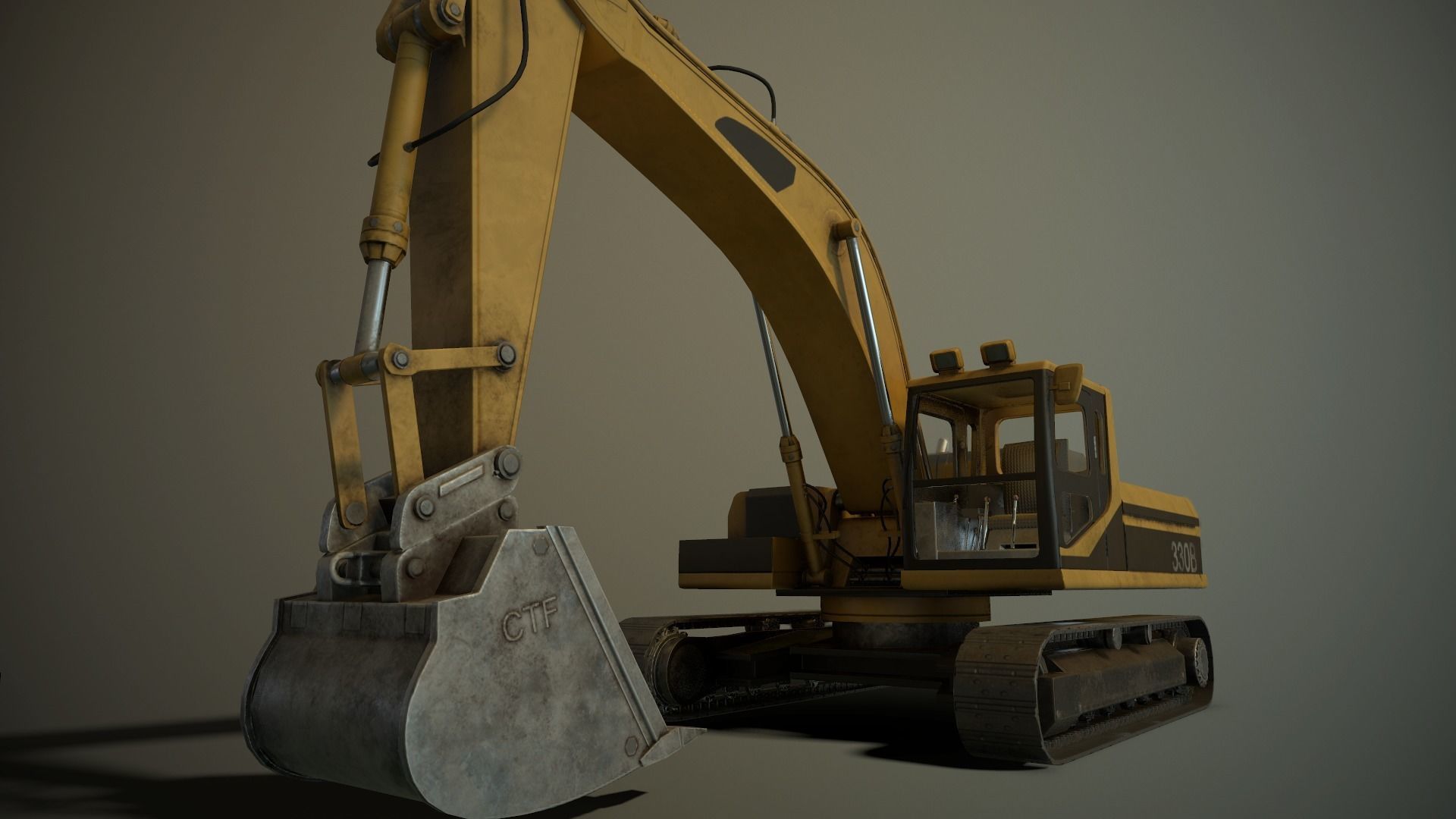 Hydraulic Excavator Low-poly 3D model_1
