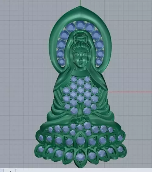 buddhist buddha statue with crystals 3D print model_0