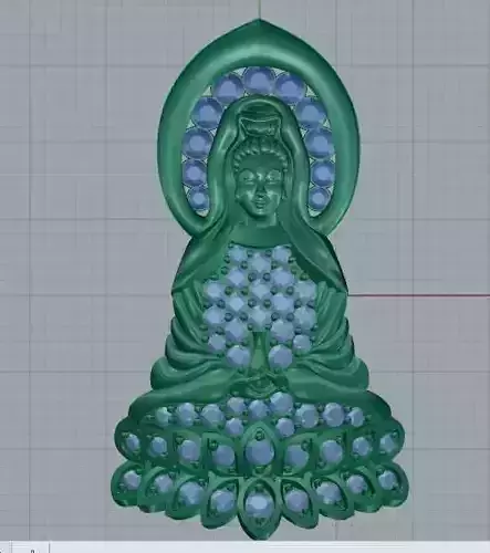 buddhist buddha statue with crystals