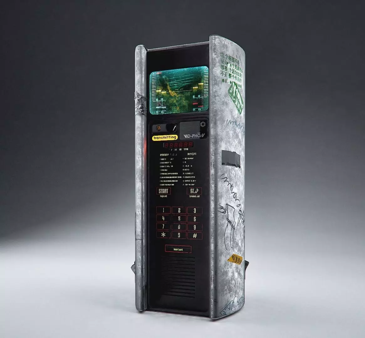 Cyberpunk Public Phone Terminal 3D model_0