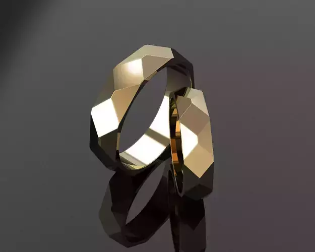 Polygon wedding rings 3D print model