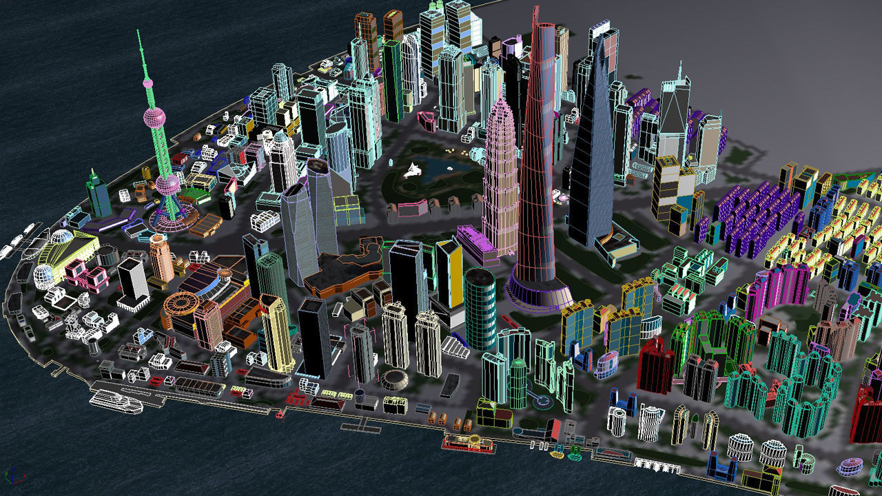 ShangHai Downtown I Low-poly 3D model_12