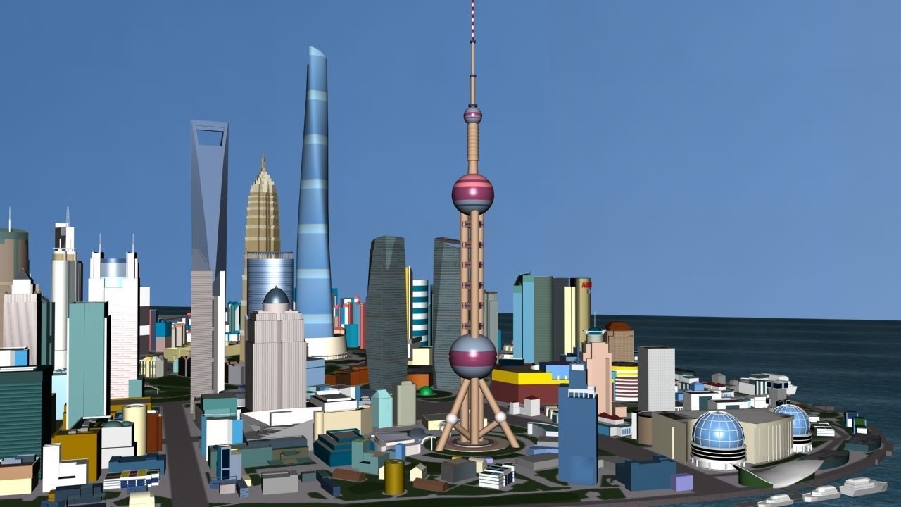 ShangHai Downtown I Low-poly 3D model_3