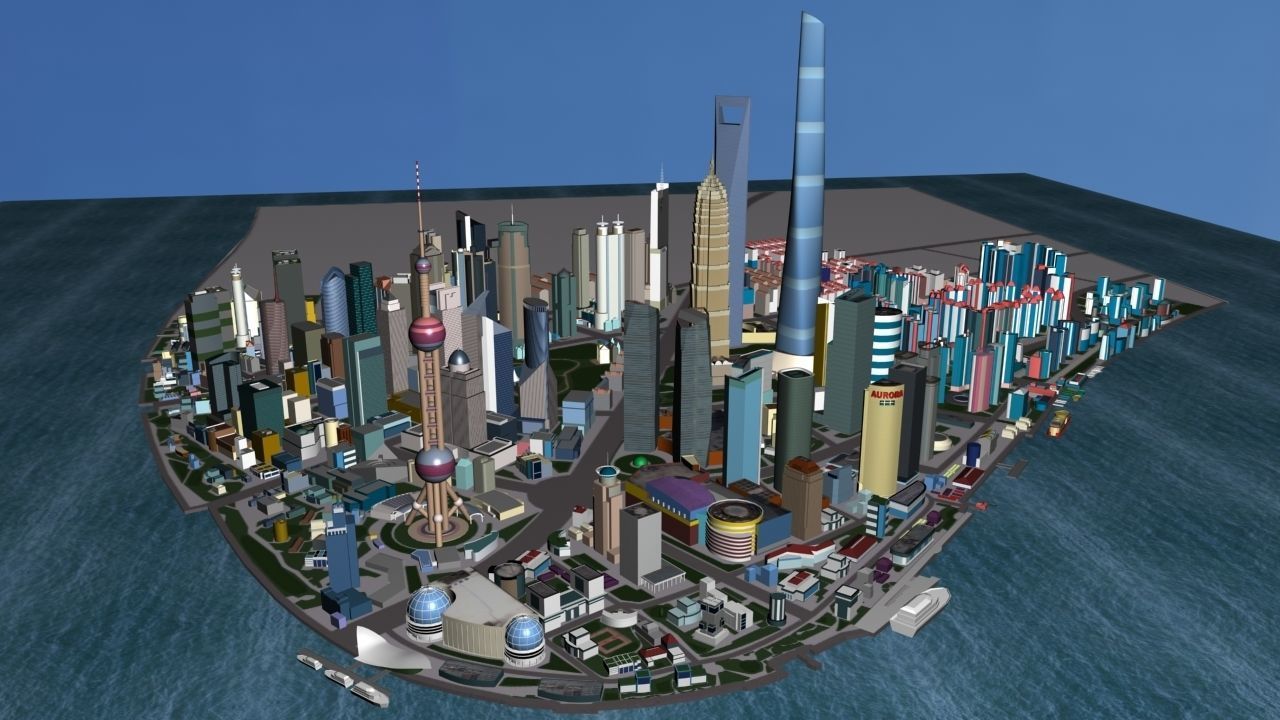 ShangHai Downtown I Low-poly 3D model_2