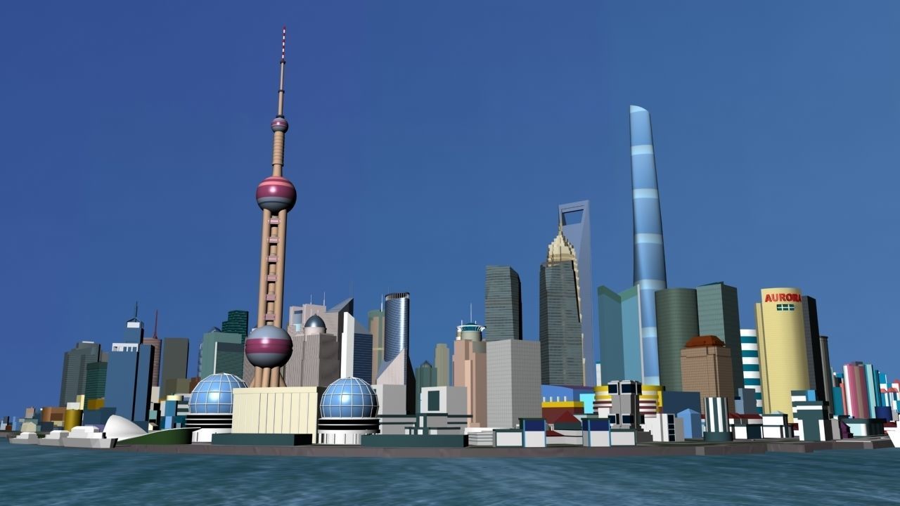 ShangHai Downtown I Low-poly 3D model_1