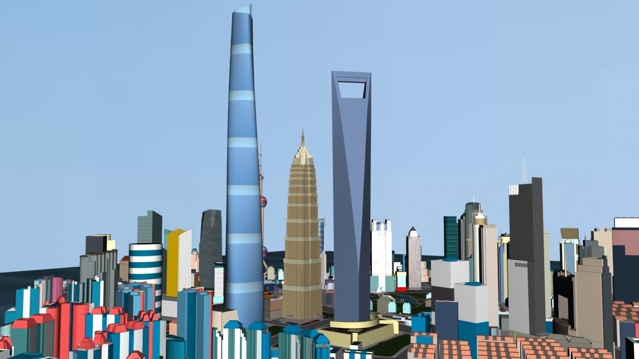 ShangHai Downtown I Low-poly 3D model_8
