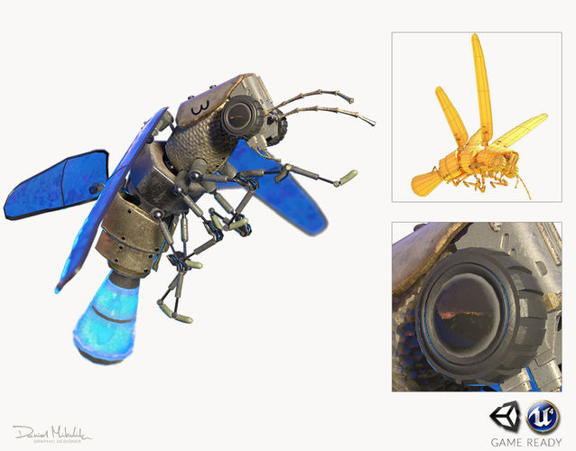 Lightning Bug PBR RIG ANIM Low-poly 3D model