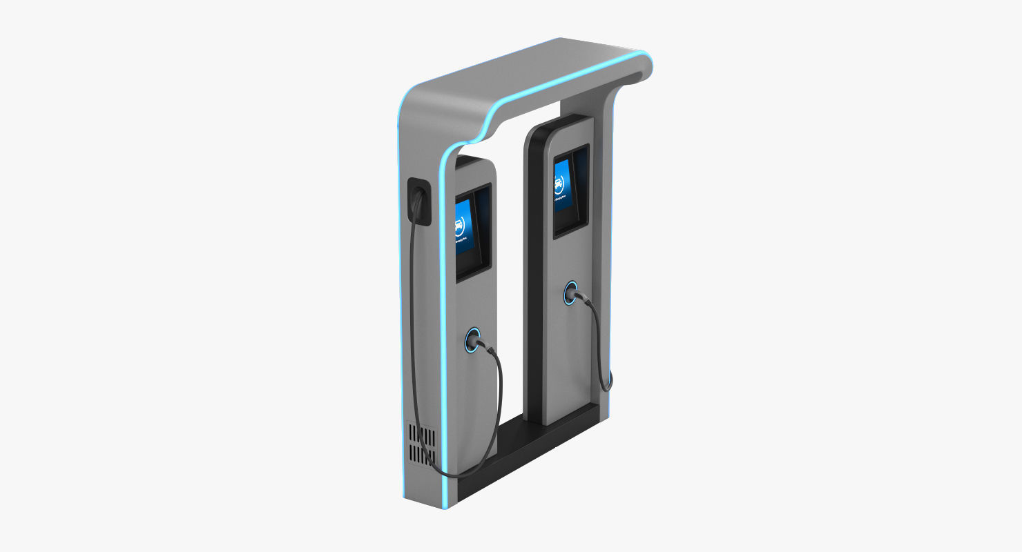 Electric Vehicle Charging Station 3 3D model_2