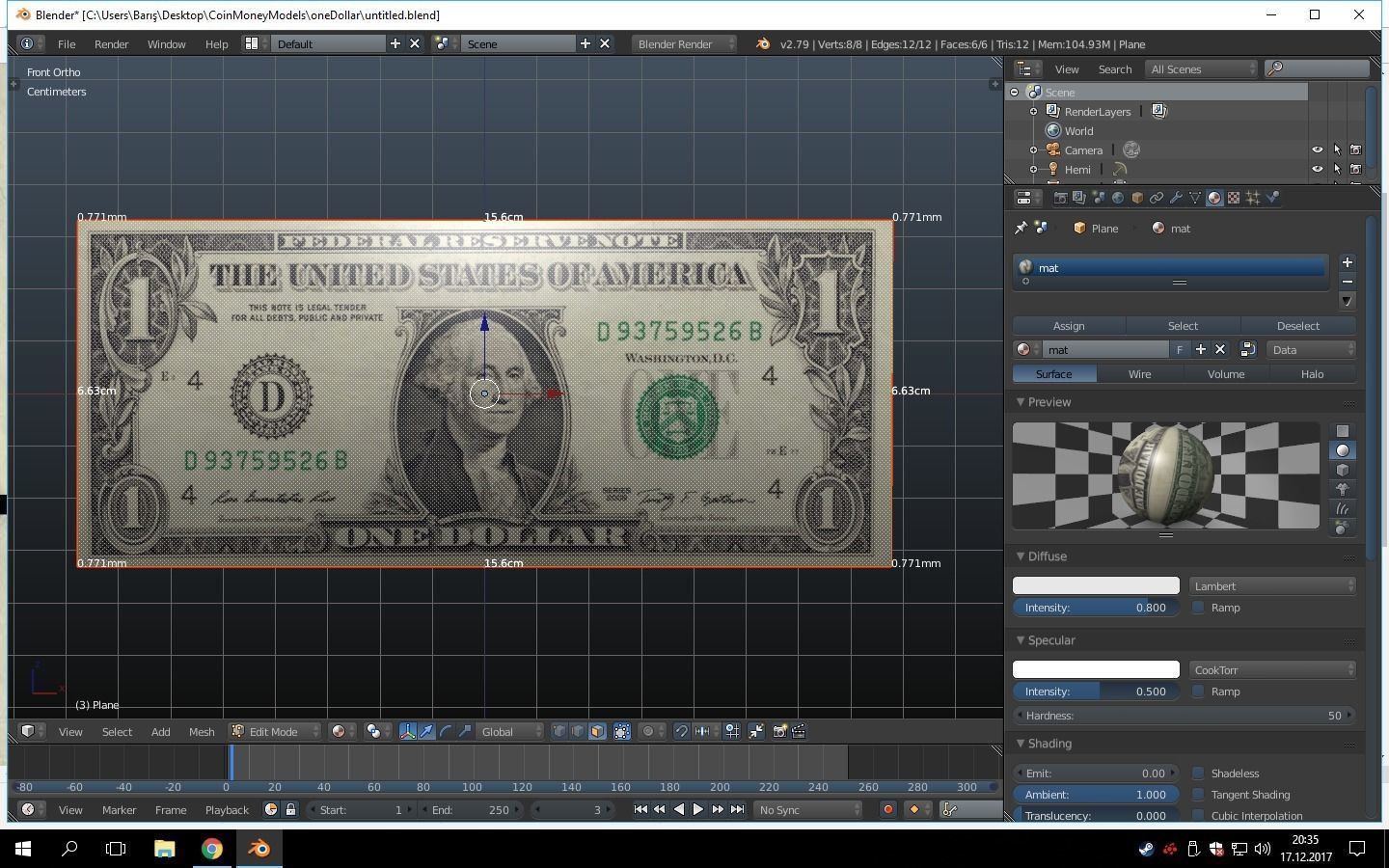 Free One Dollar Bill Free low-poly 3D model_1