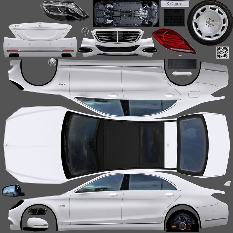 Mercedes Benz S-Guard Low-poly 3D model_19