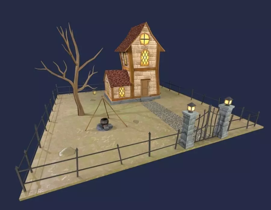 Fantasy House Low Polygon Free low-poly 3D model