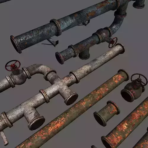 Metal Pipes Set 2 Free low-poly 3D model