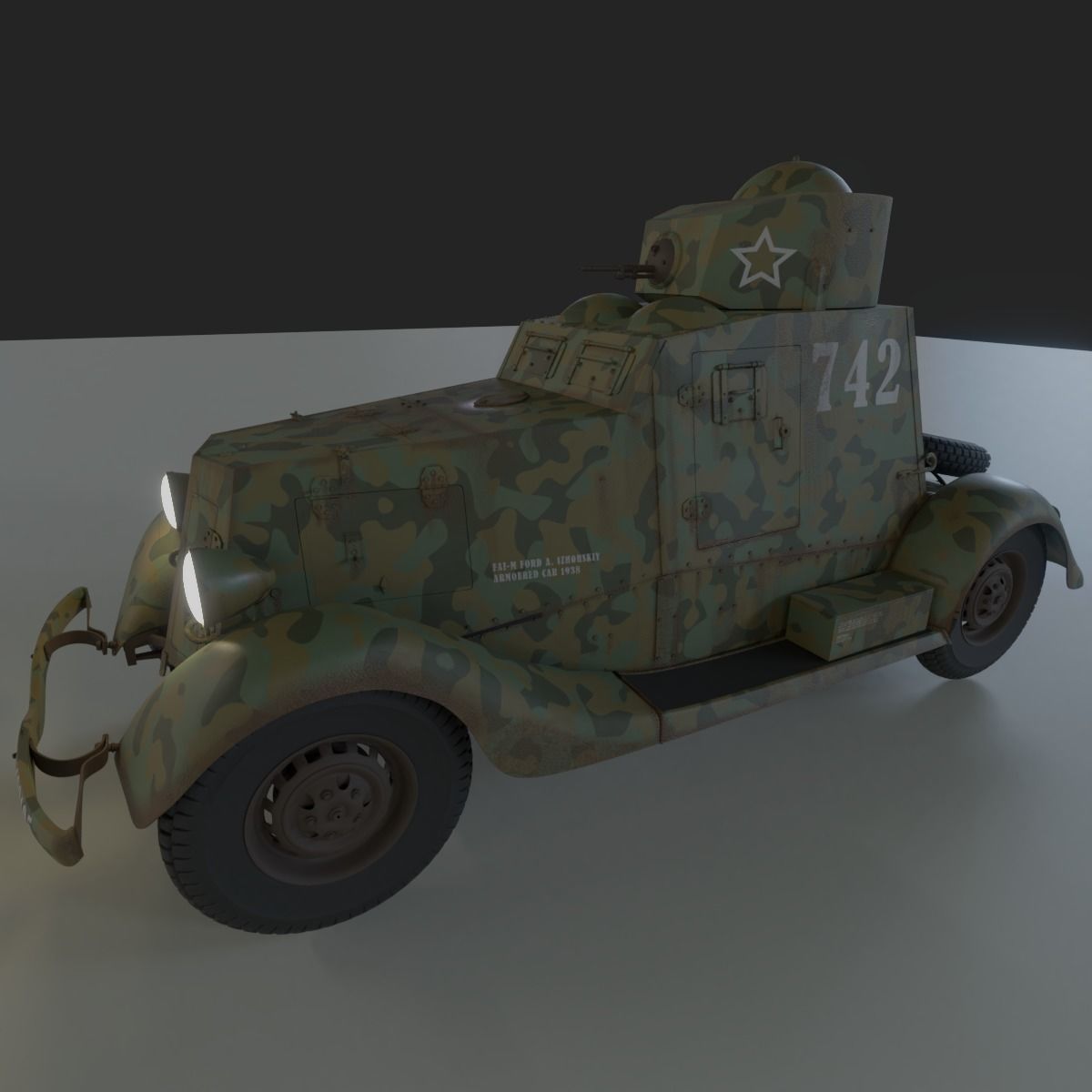 Armoured Car FAI-M Low-poly 3D model_3
