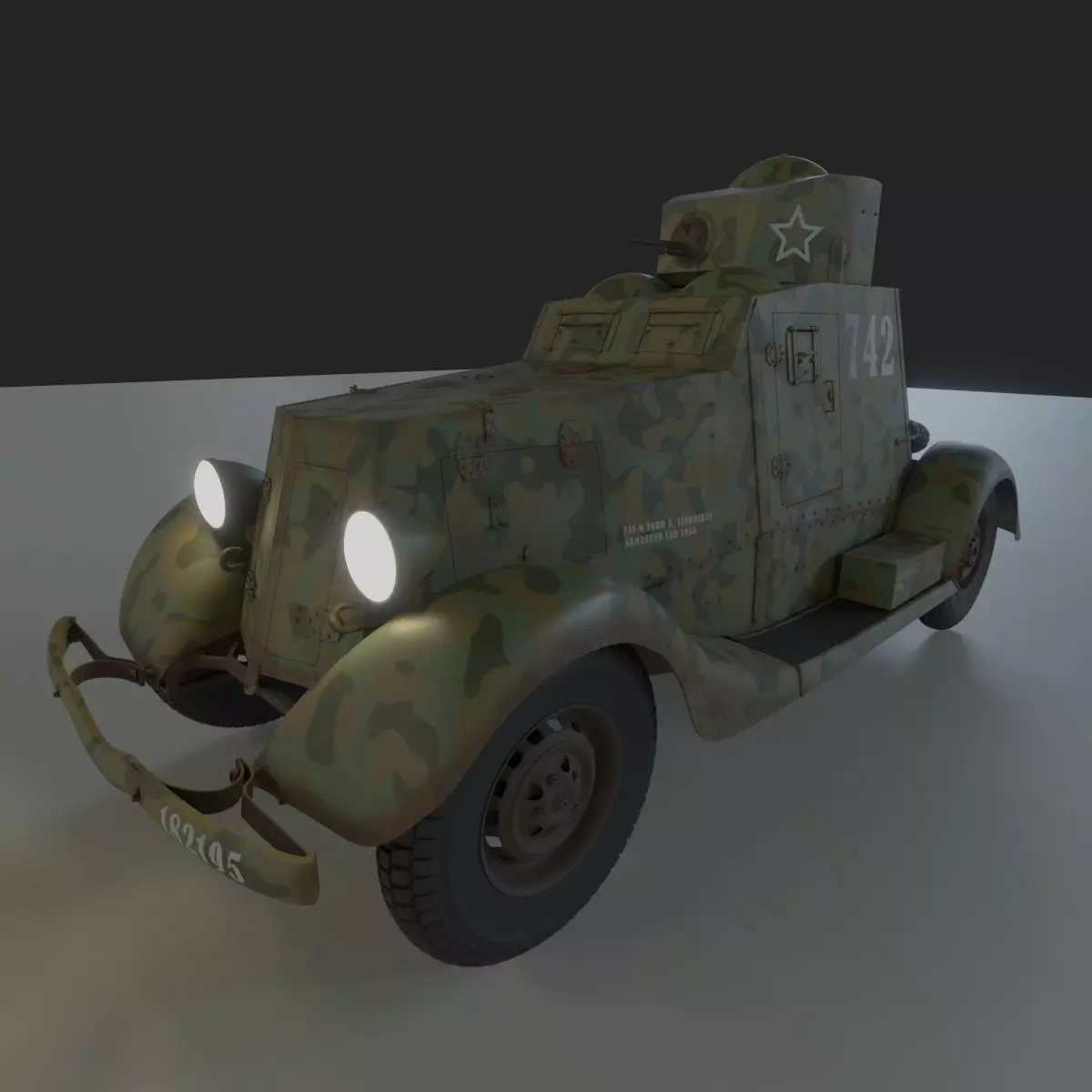 Armoured Car FAI-M Low-poly 3D model_0