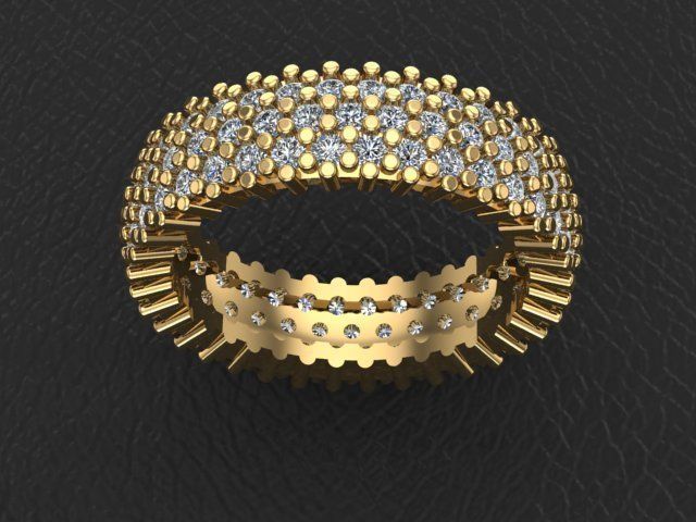 3 rows of wedding rings 3D print model_1