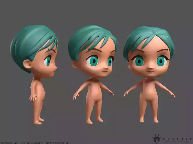 Cute Chibi Character 3D model