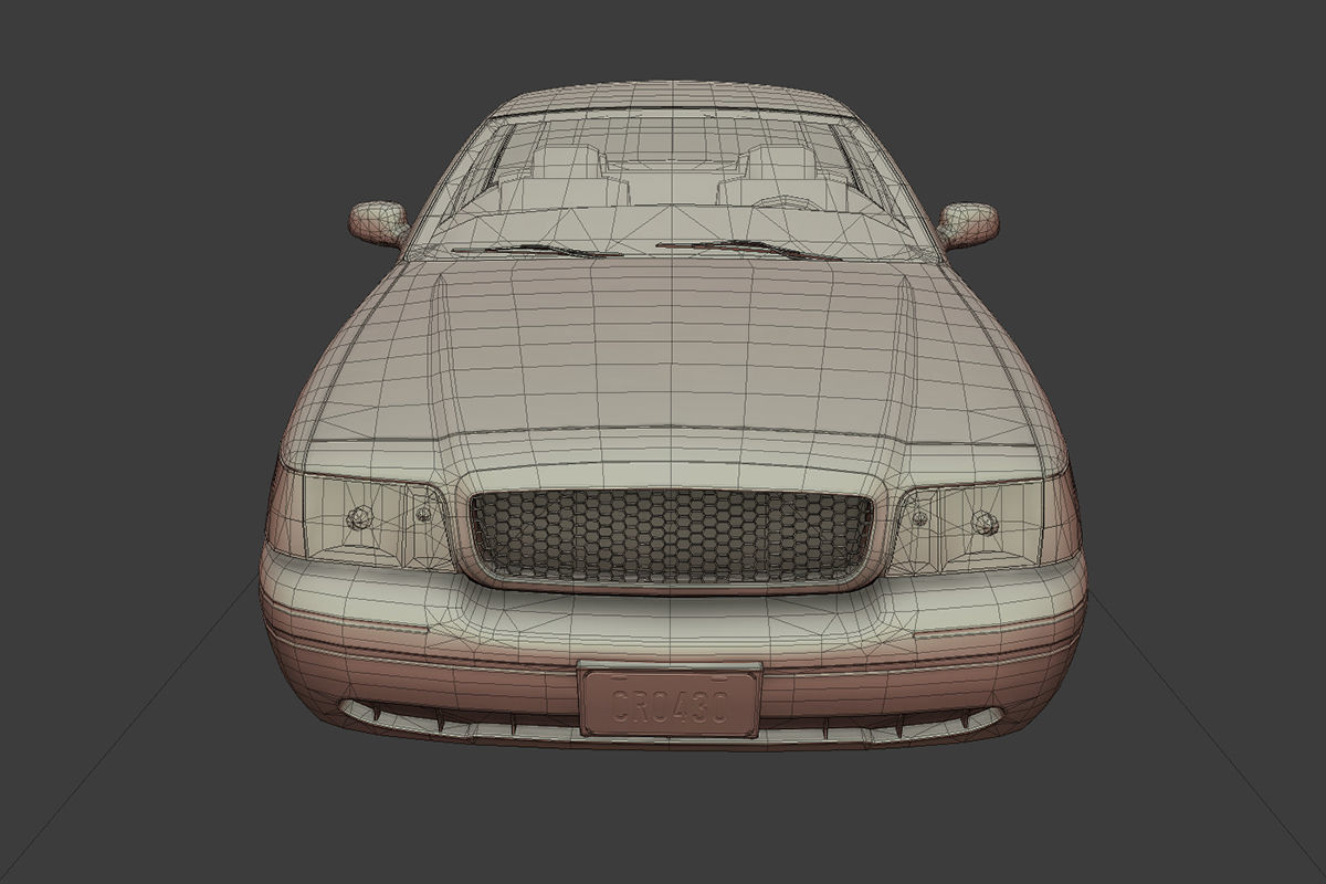 Generic Sedan Low-poly 3D model_10