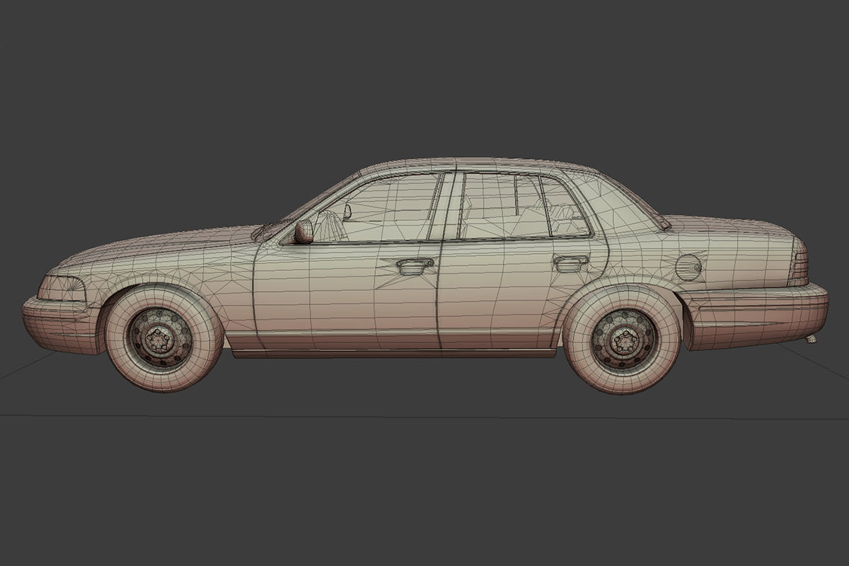 Generic Sedan Low-poly 3D model_11