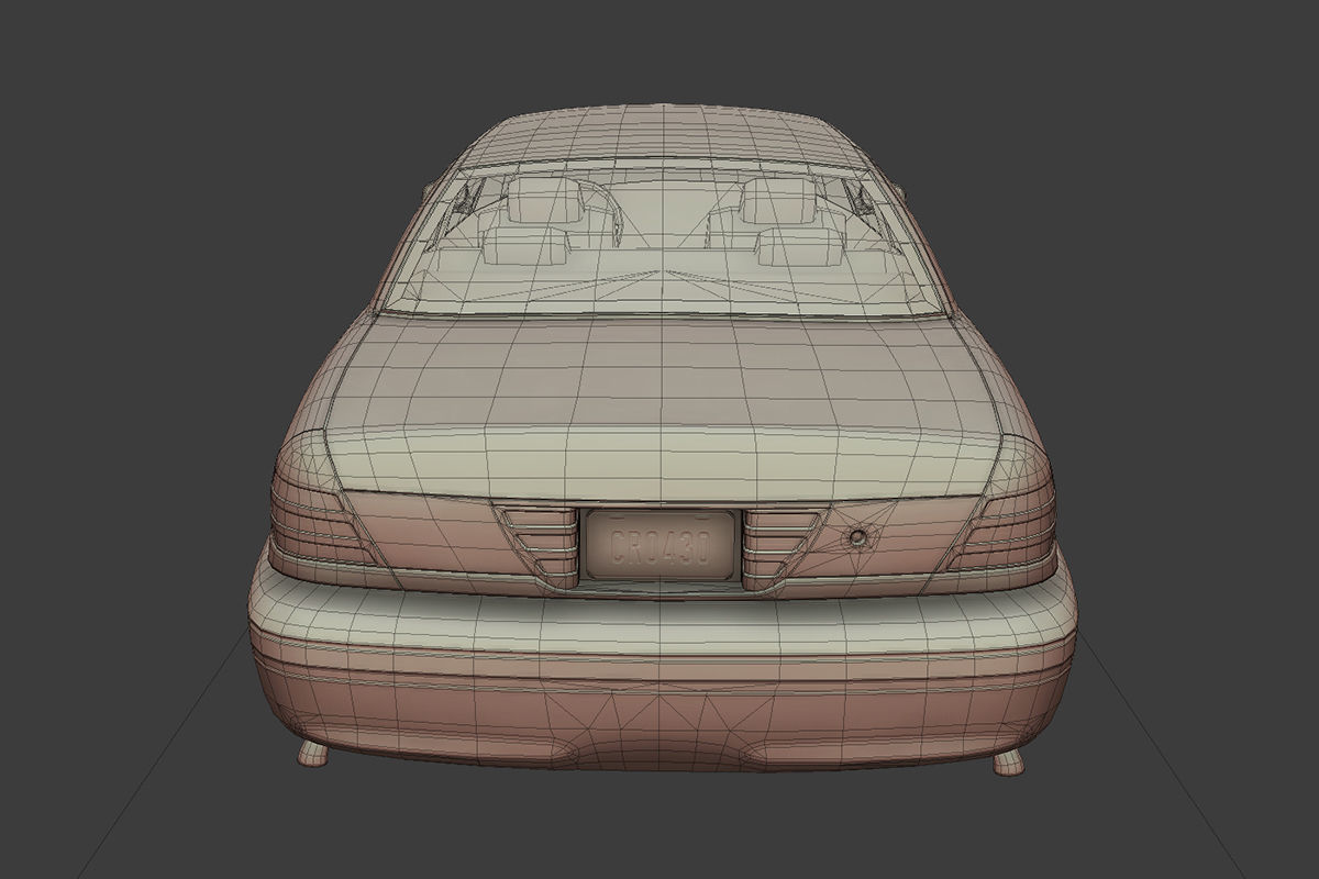 Generic Sedan Low-poly 3D model_9