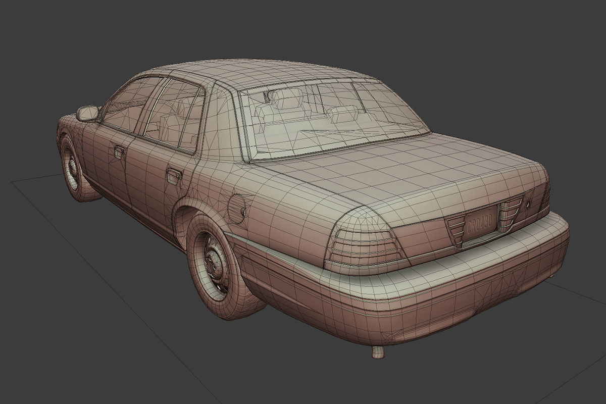Generic Sedan Low-poly 3D model_7