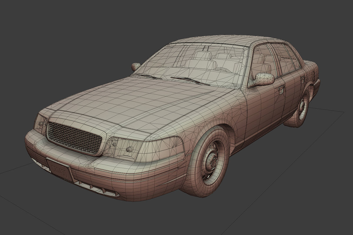 Generic Sedan Low-poly 3D model_8