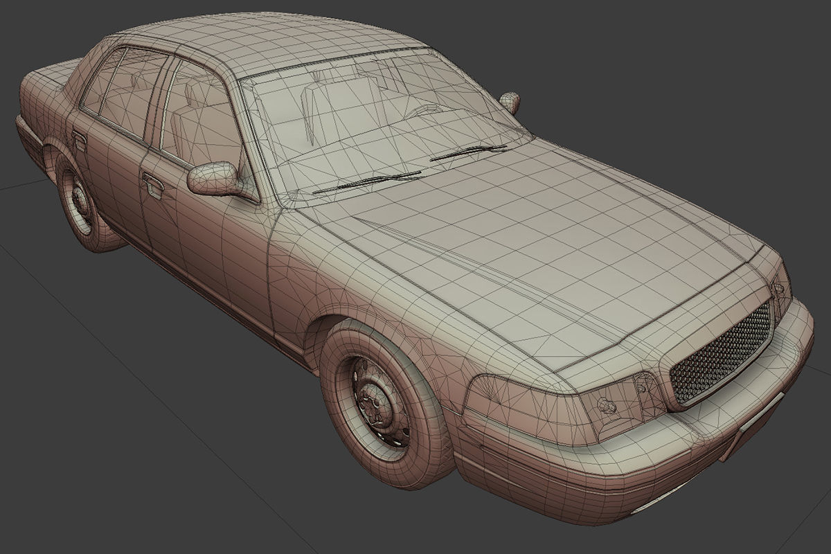 Generic Sedan Low-poly 3D model_12