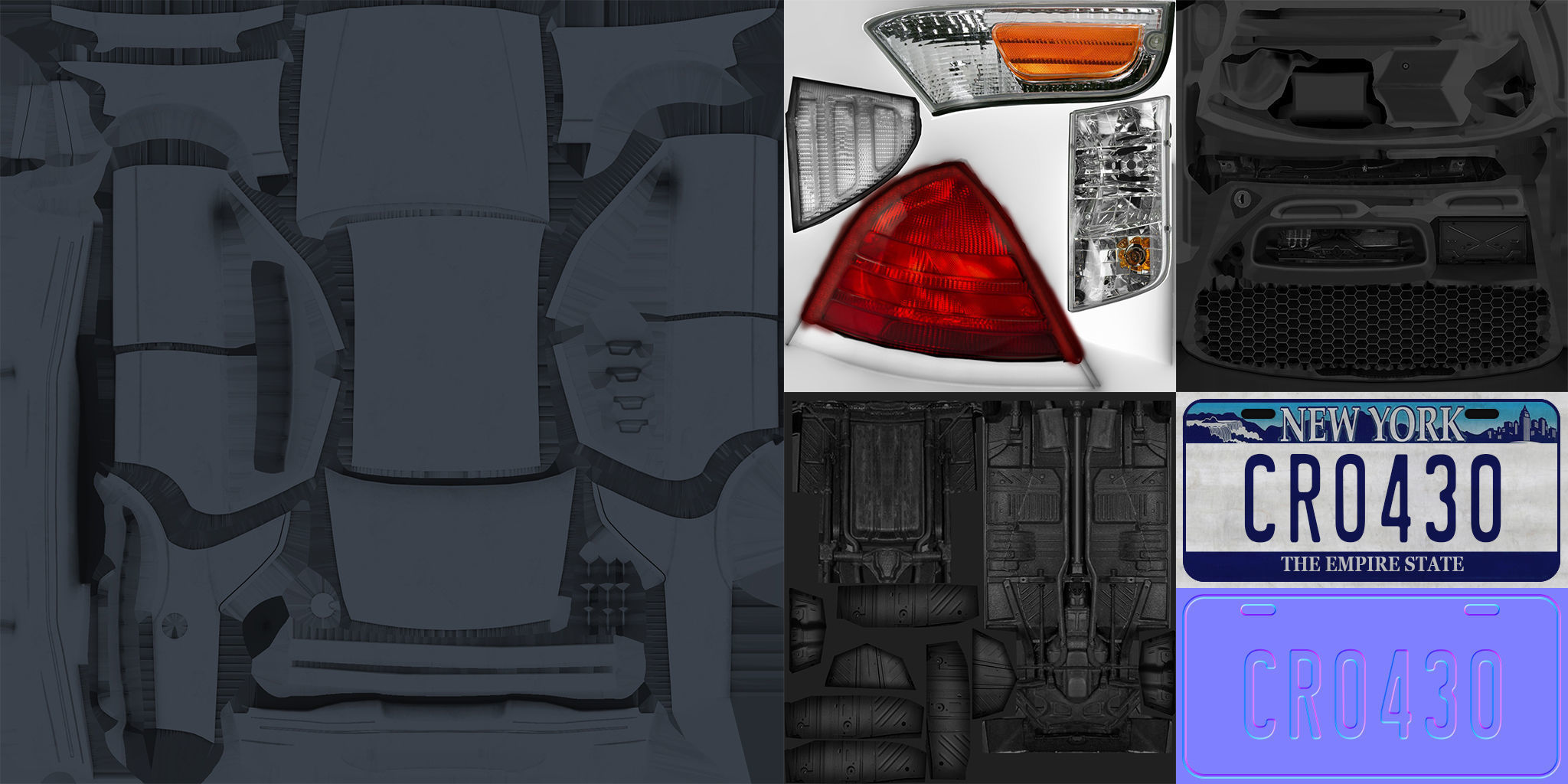 Generic Sedan Low-poly 3D model_13