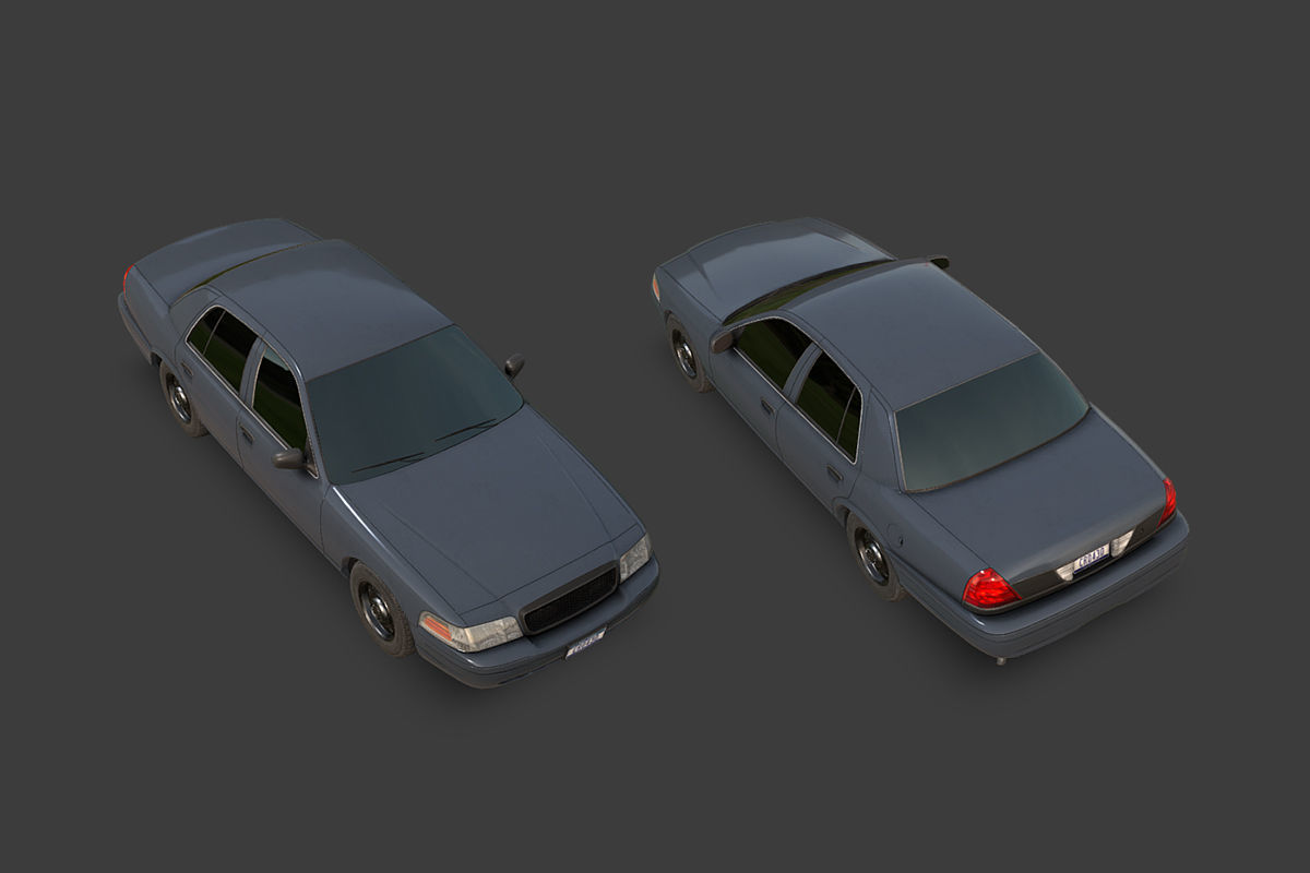 Generic Sedan Low-poly 3D model_6
