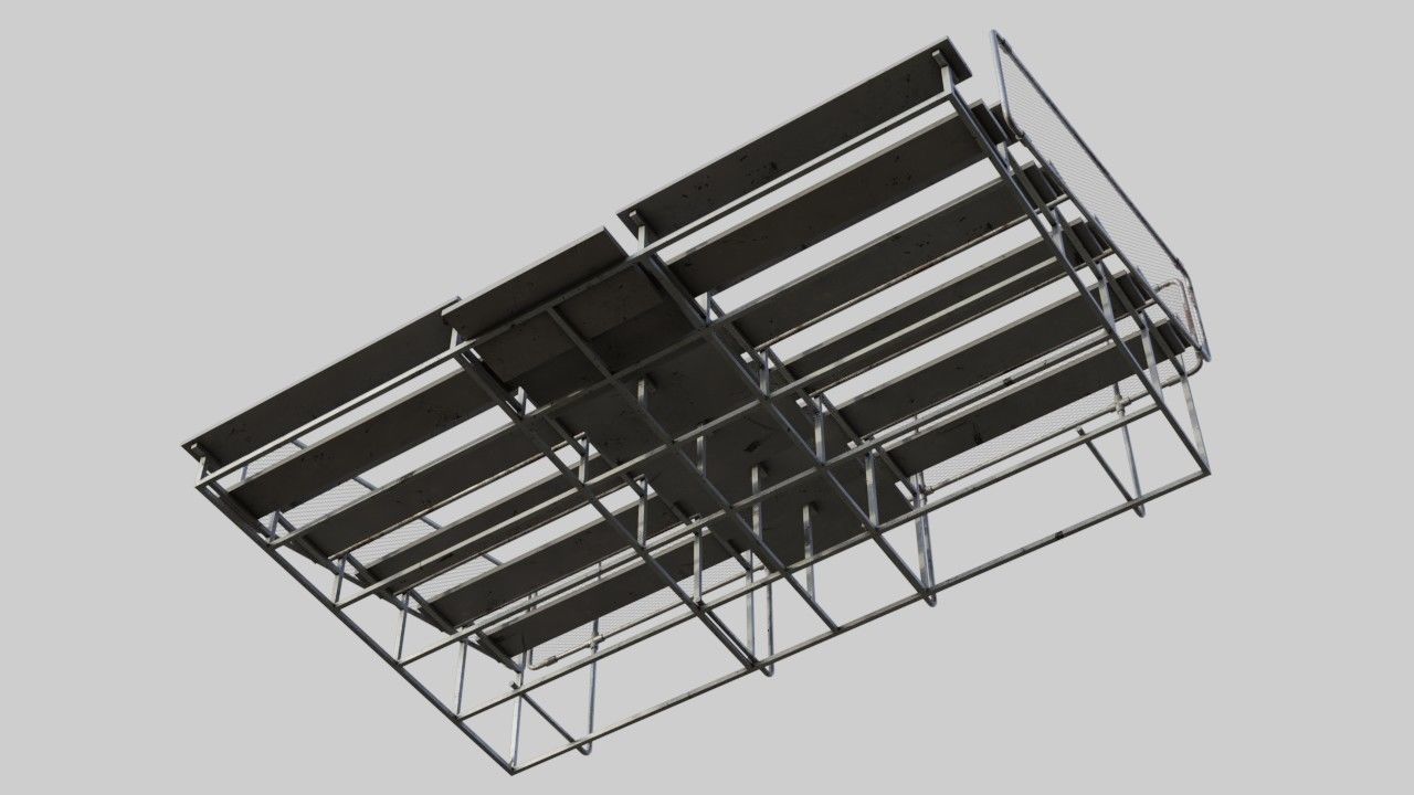 Bleachers 1 set of metal benches Low-poly 3D model_4