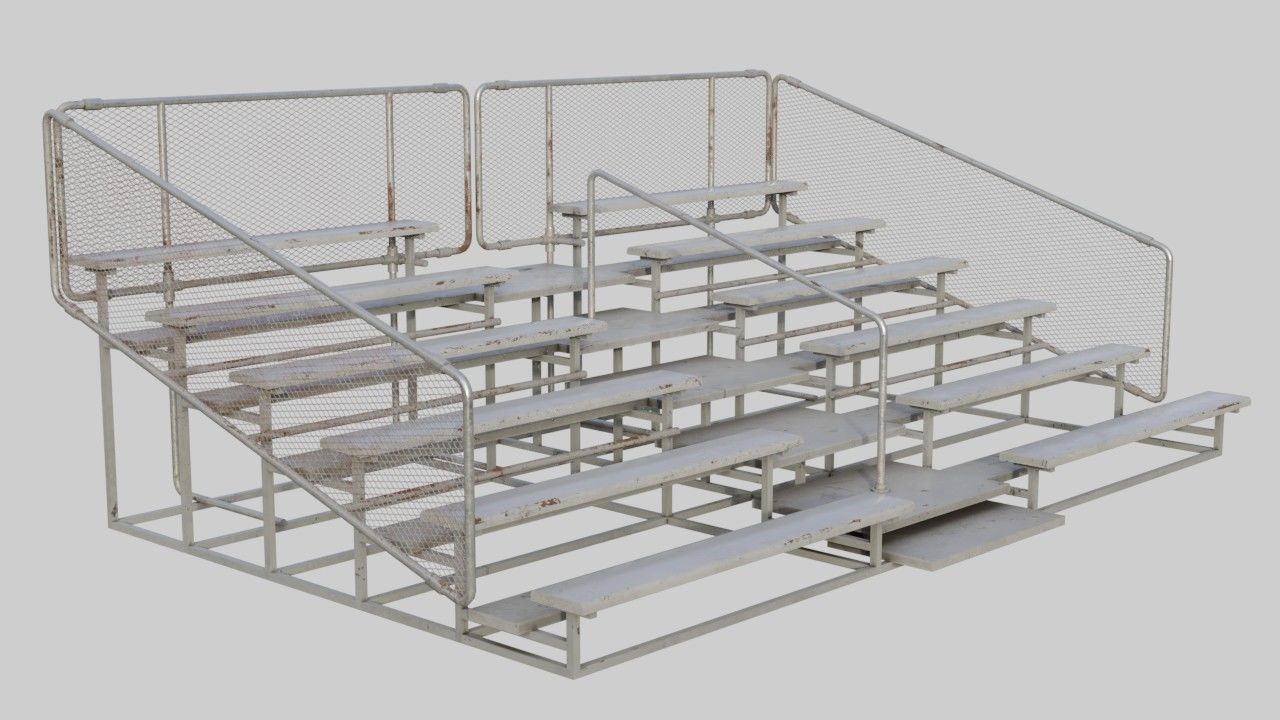 Bleachers 1 set of metal benches Low-poly 3D model_1
