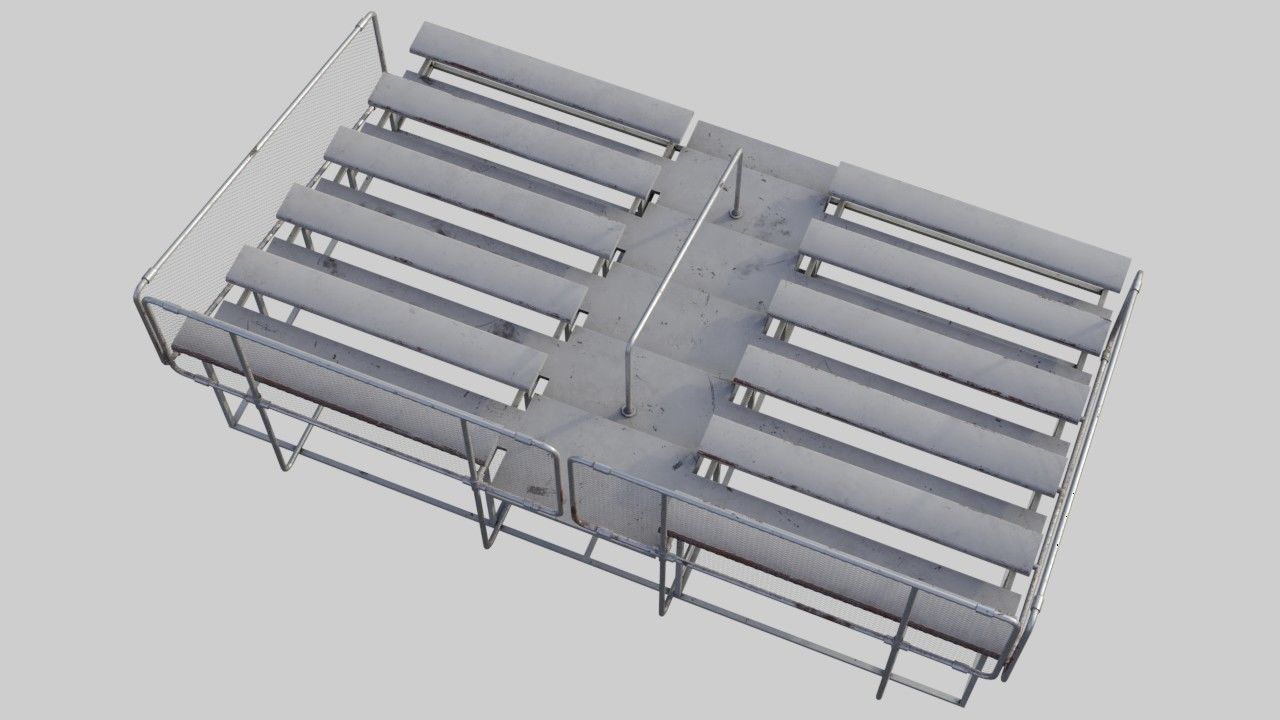 Bleachers 1 set of metal benches Low-poly 3D model_2