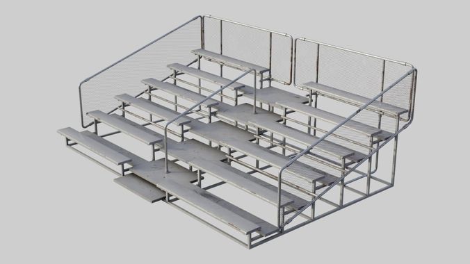Bleachers 1 set of metal benches Low-poly 3D model