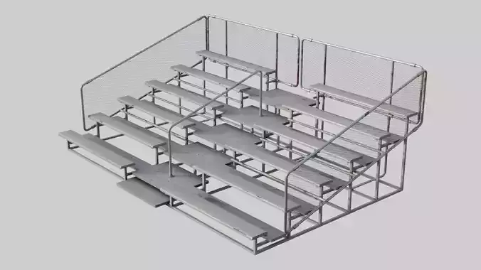 Bleachers 1 set of metal benches Low-poly 3D model