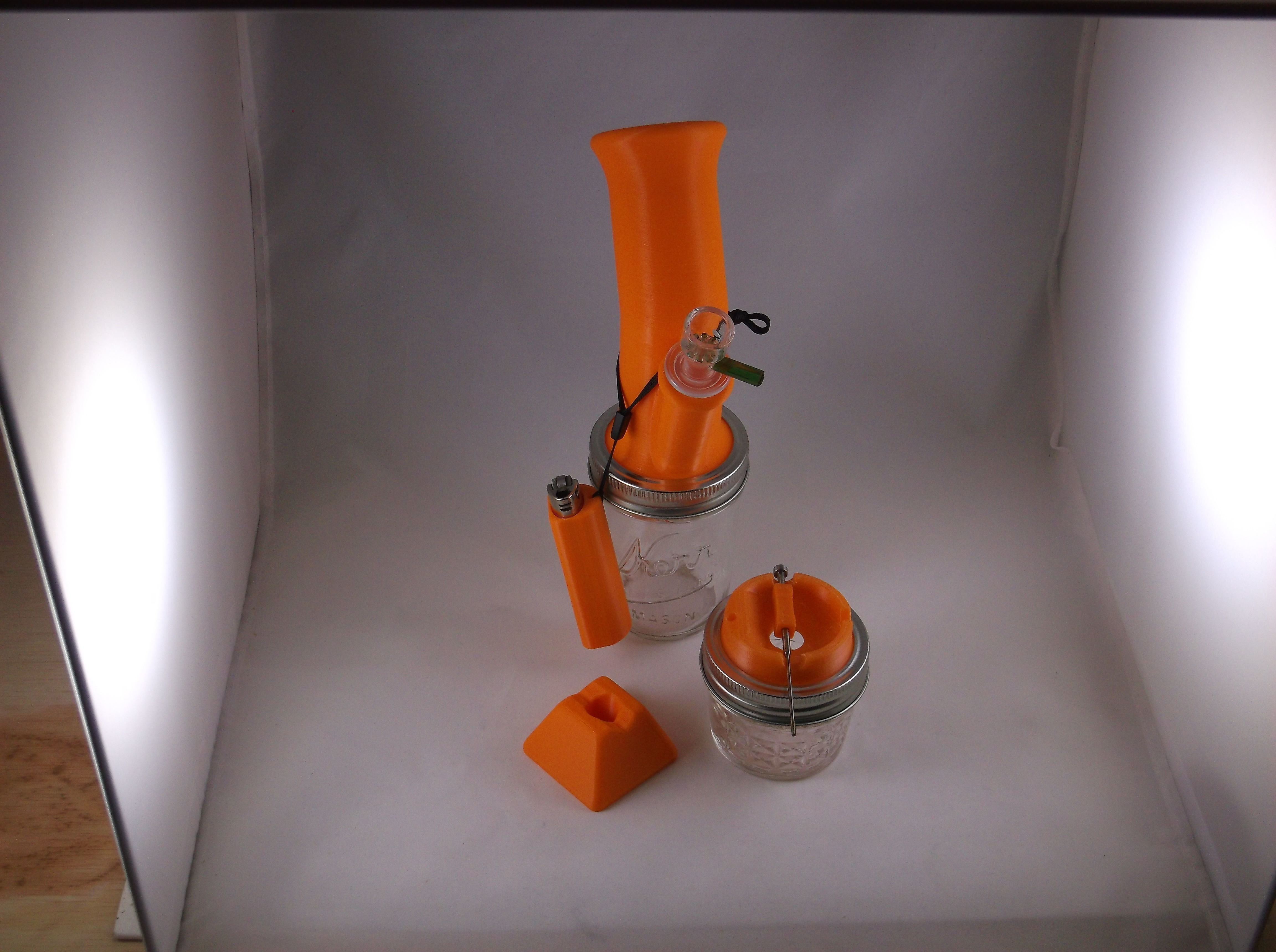 Mason Jar Water Pipe 3d Printed Lid 3D print model_1