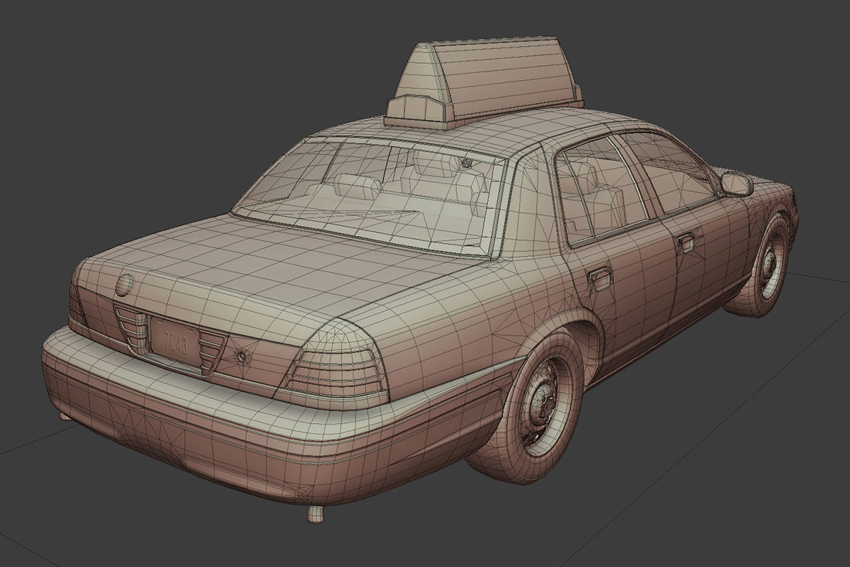 New York Taxi Low-poly 3D model_9
