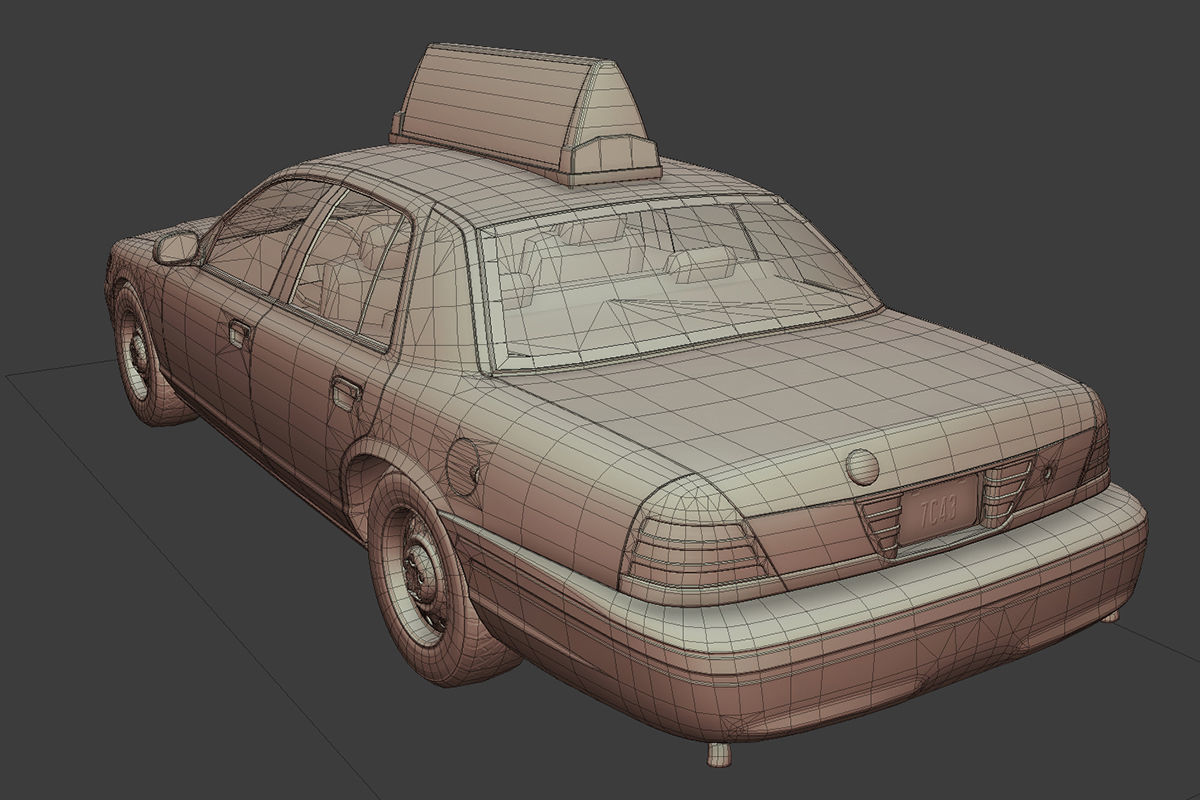 New York Taxi Low-poly 3D model_8