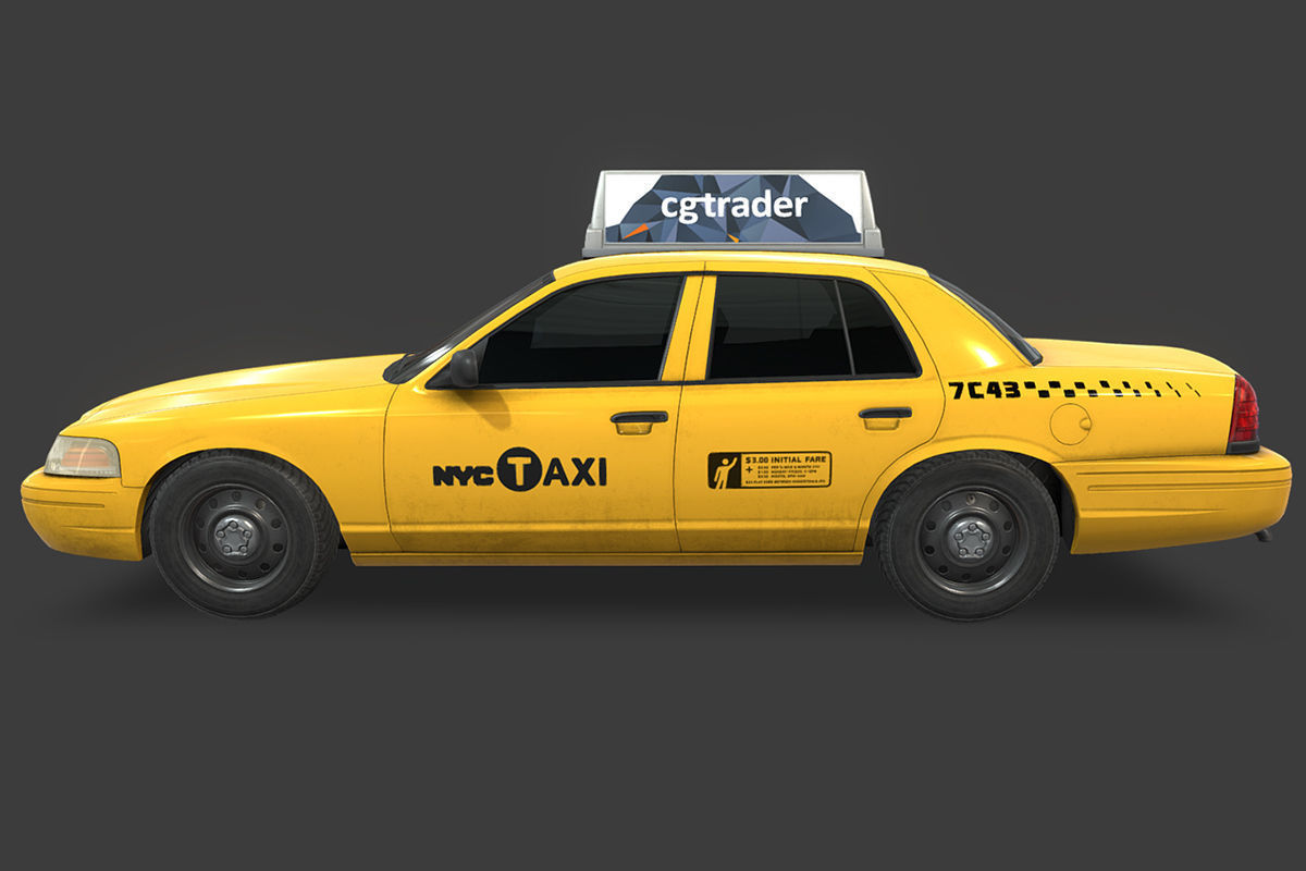 New York Taxi Low-poly 3D model_5