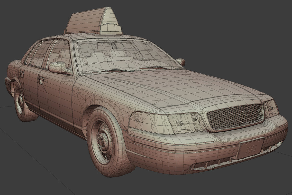 New York Taxi Low-poly 3D model_10