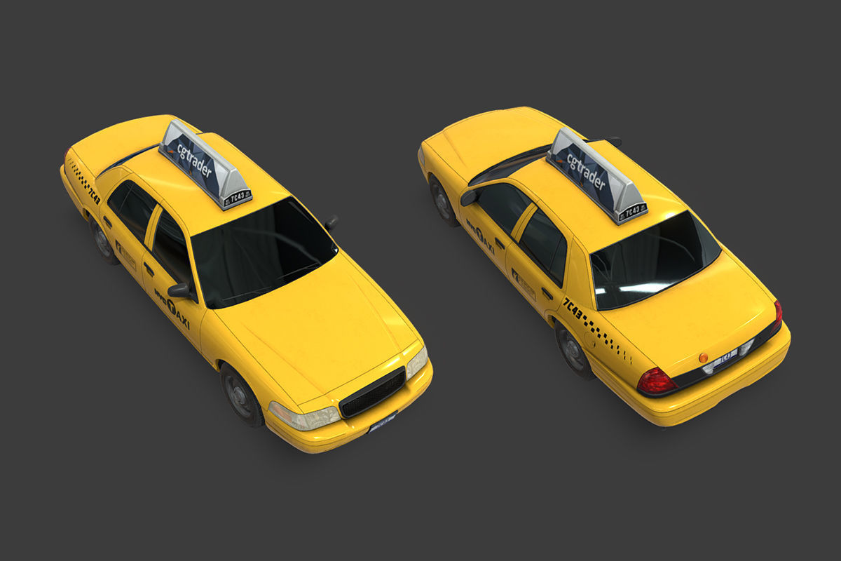 New York Taxi Low-poly 3D model_6